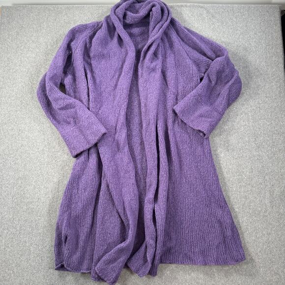 Soft Surroundings Long Line Open Cardigan Sweater Women 2X Wool Blend Purple - Picture 1 of 10